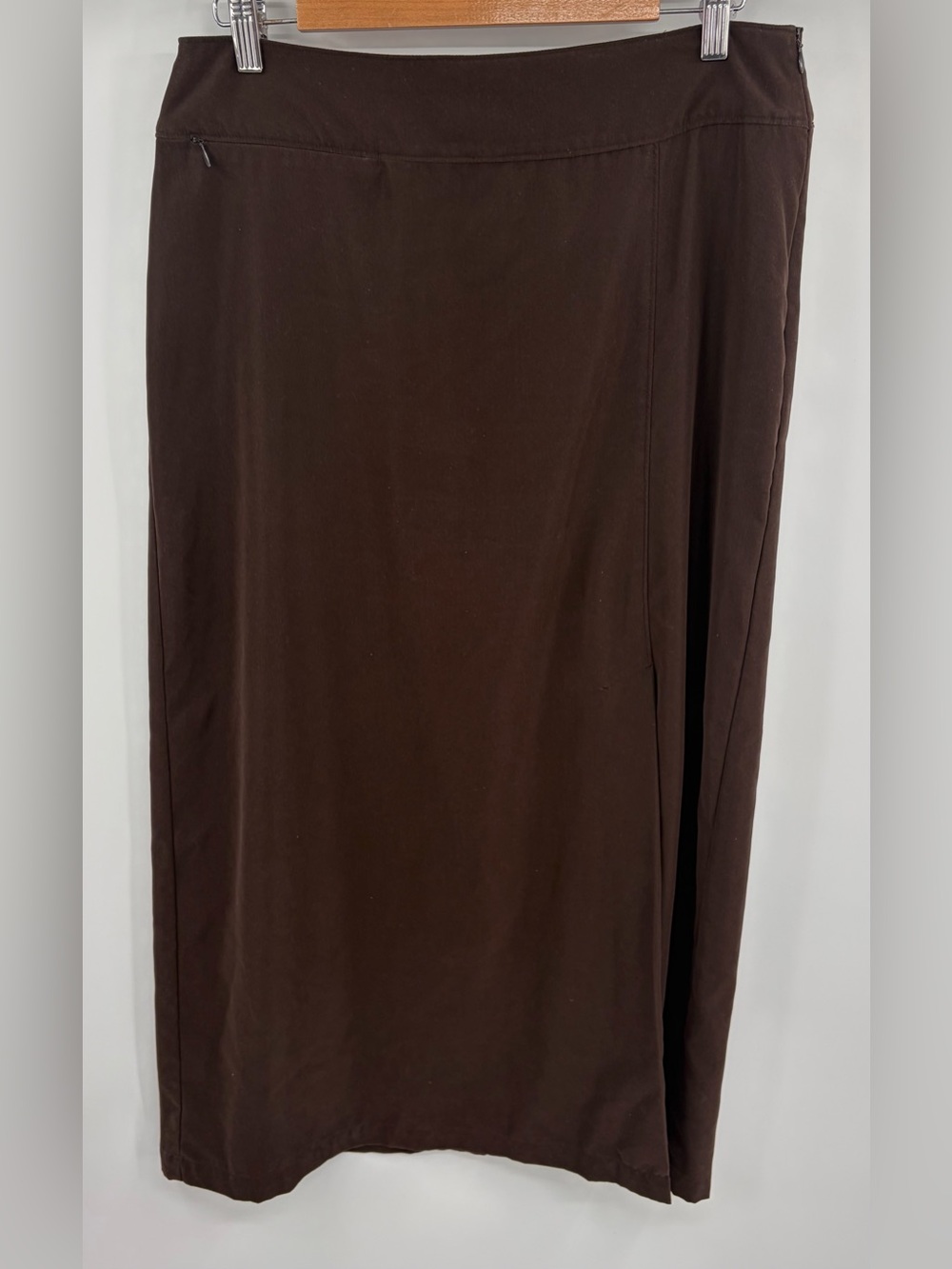 Patagonia A-line brown front slit maxi skirt women’s 10 gorpcore utility granola